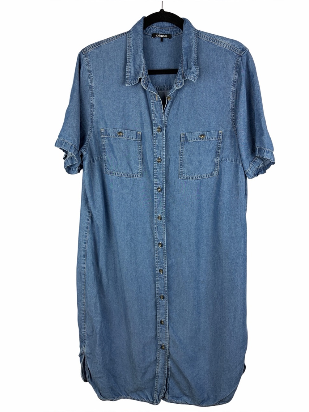 Olsen 100% Lyocell Chambray Denim Shirt Dress Large 14